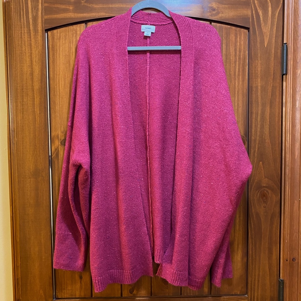 Cocoon Shortie Berry Open Front Cardigan Sweater